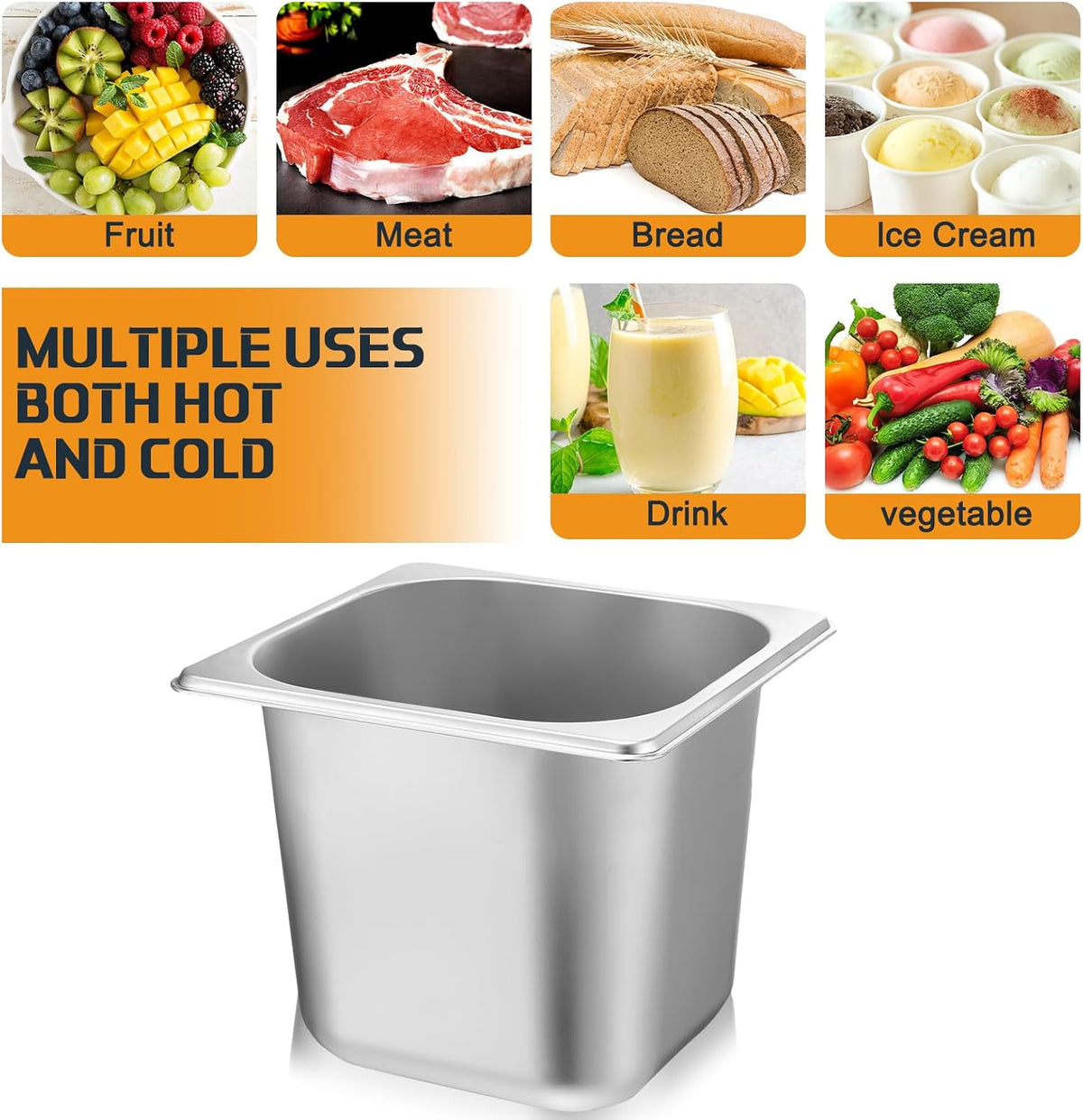 12 Pack 1/6 Size Stainless Hotel Pans with Lids