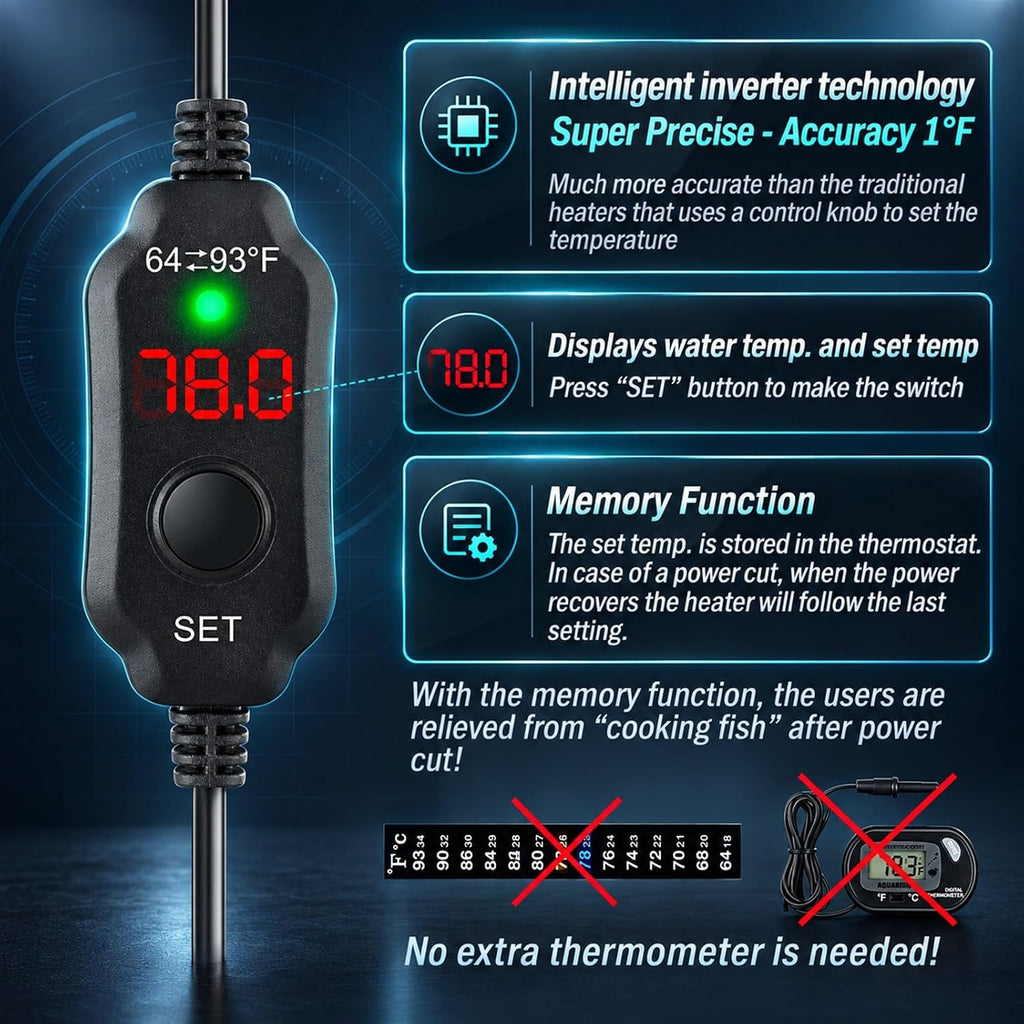 5V/2A USB 10W Super Mini Aquarium Betta Heater for Tanks up to 1 Gal