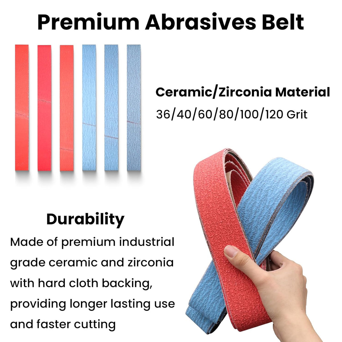 2 x 48 Inch Sanding Belts for Belt Sander,36/40/60/80/100/120 Grit, 6 Pack