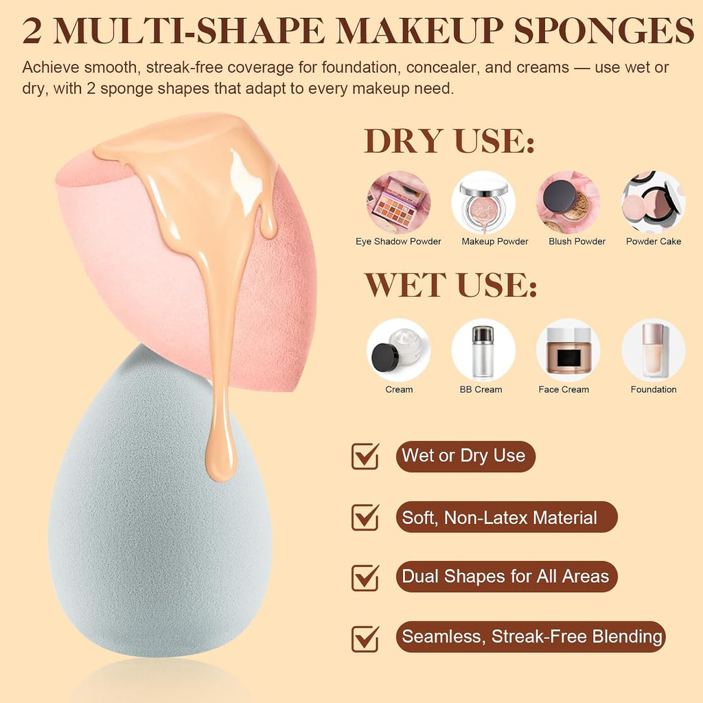 Makeup Brushes, 16Pcs Brush Kit Premium Synthetic Foundation Powder Contour Concealer Blush Highlighter Brush Set