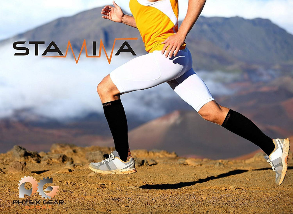3 Pairs of Compression Socks for Men & Women in (Black/Orange + Black/Beige + Nude Beige) L-XL Size
