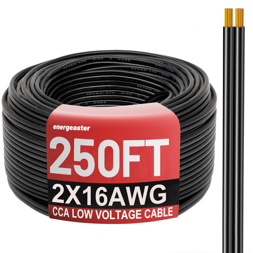 Energeaster 250FT 16 Gauge 16/2 Low Voltage Landscape Wire Black