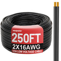 Energeaster 250FT 16 Gauge 16/2 Low Voltage Landscape Wire Black