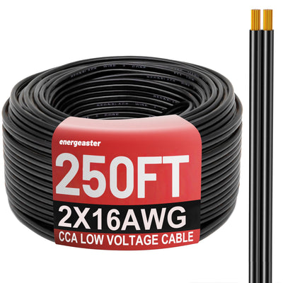 Energeaster 250FT 16 Gauge 16/2 Low Voltage Landscape Wire Black