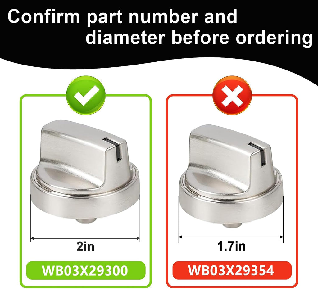 WB03X29300 Stove Knobs Compatible with GE Gas Cooktop Range - 5 Pack