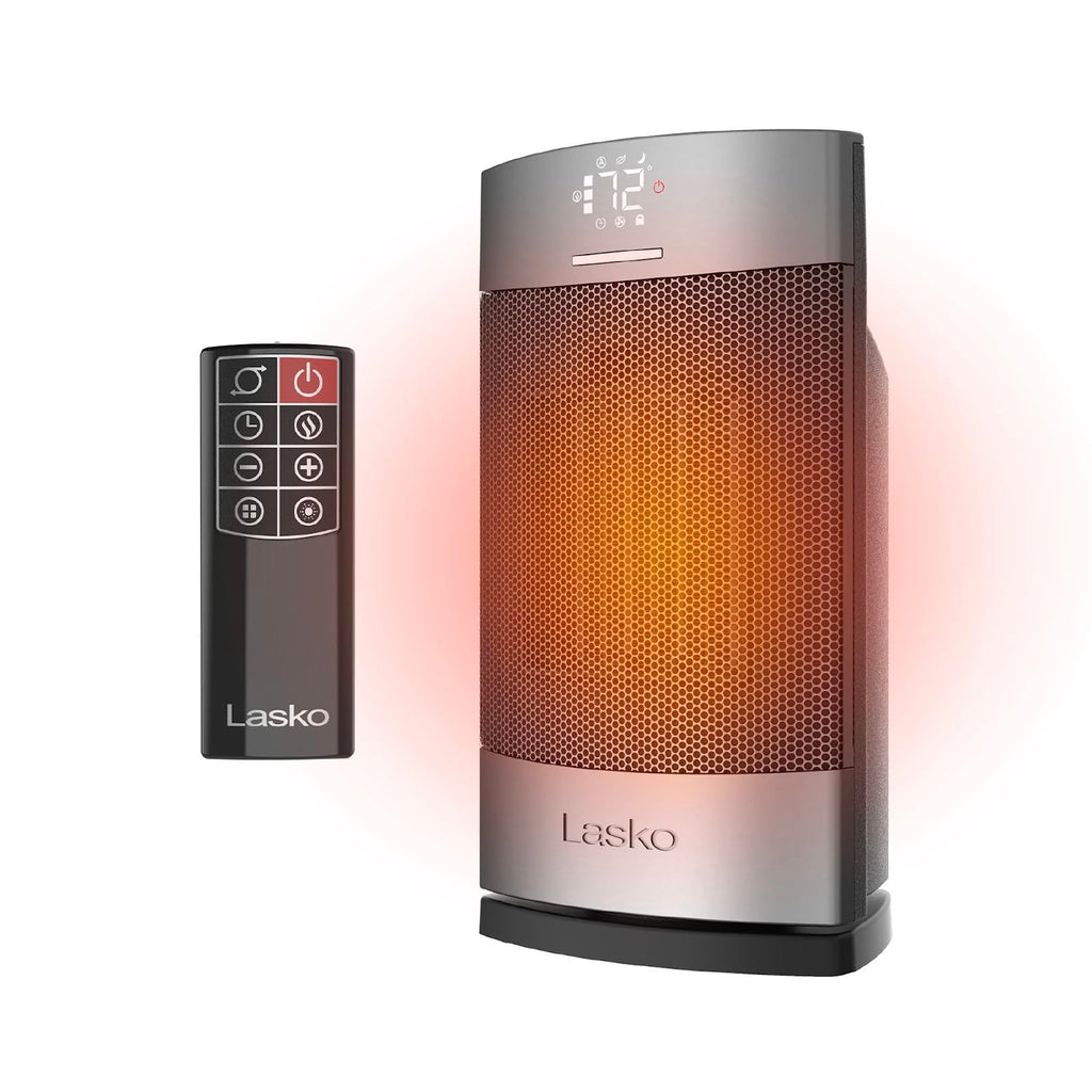 12" Ellipse Ceramic Tabletop Space Heater - Remote - Silver - CD12951