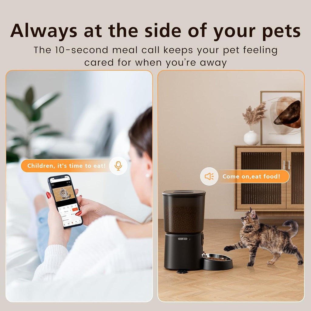 Automatic Cat Feeder with Camera, 4L WiFi Smart Pet Feeder with APP Control, 1080P HD Video,Night Vision,Voice Call