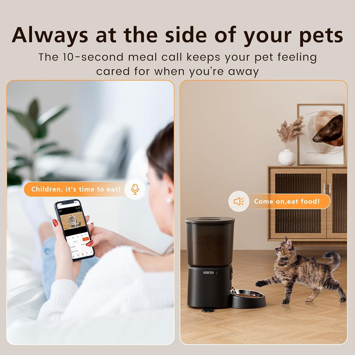 Automatic Cat Feeder with Camera, 4L WiFi Smart Pet Feeder with APP Control, 1080P HD Video,Night Vision,Voice Call