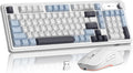 V990 Creamy Wireless Keyboard and Mouse Combo, 99 Keys RGB Backlit Rechargeable Quiet Gaming Keyboard, Adjustable