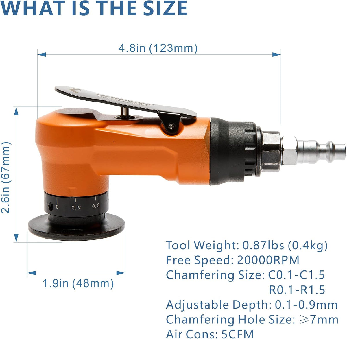 2-in-1 Mini Pneumatic Chamfer Tool, 45° Metal Beveling Machine