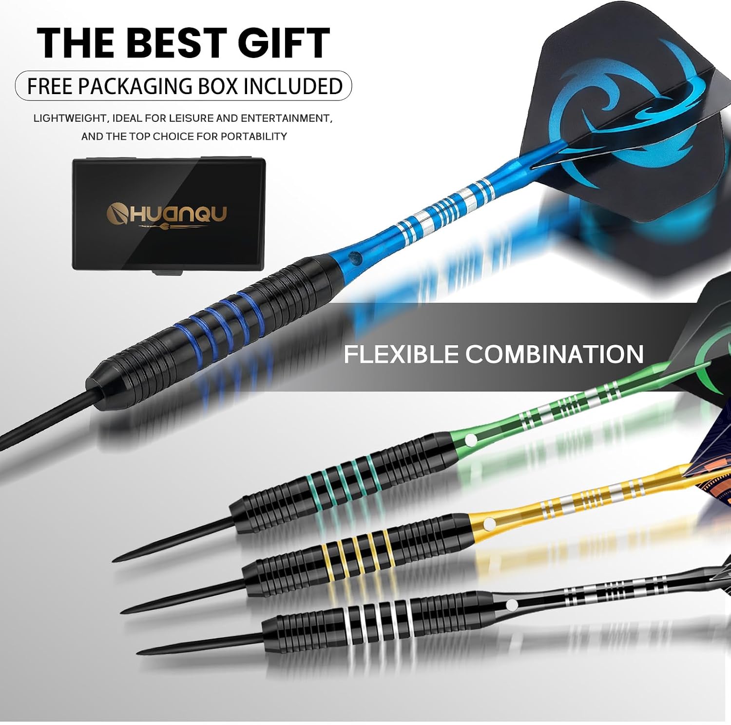 Darts 24g Steel Tip Darts Set 12 Pack – Professional Darts Metal tip Aluminum Shafts with Dart Sharpener, Darts