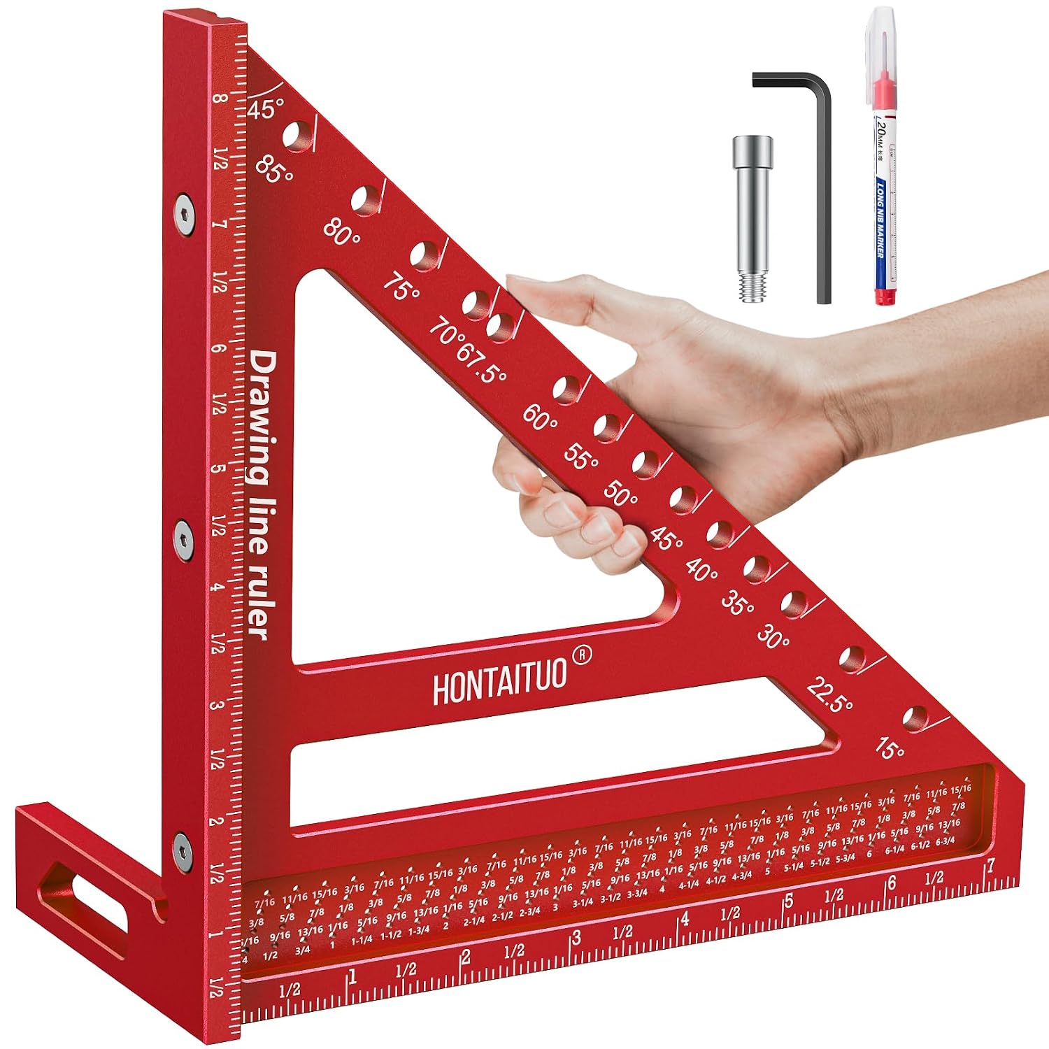 8.5-Inch 3D Large Carpenter Square for Multi-Angle Measuring and Marking | 15-90 Degrees Angle Marking Square