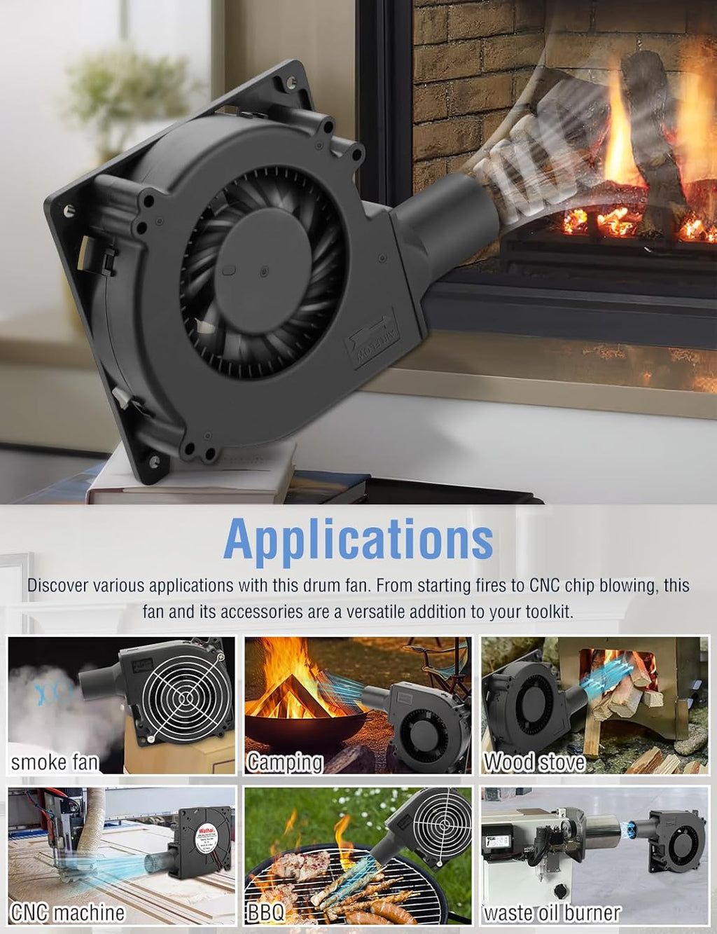 Wathai 120mm x 32mm Small Blower Fan 12V with AC 110V 120V Variable Speed