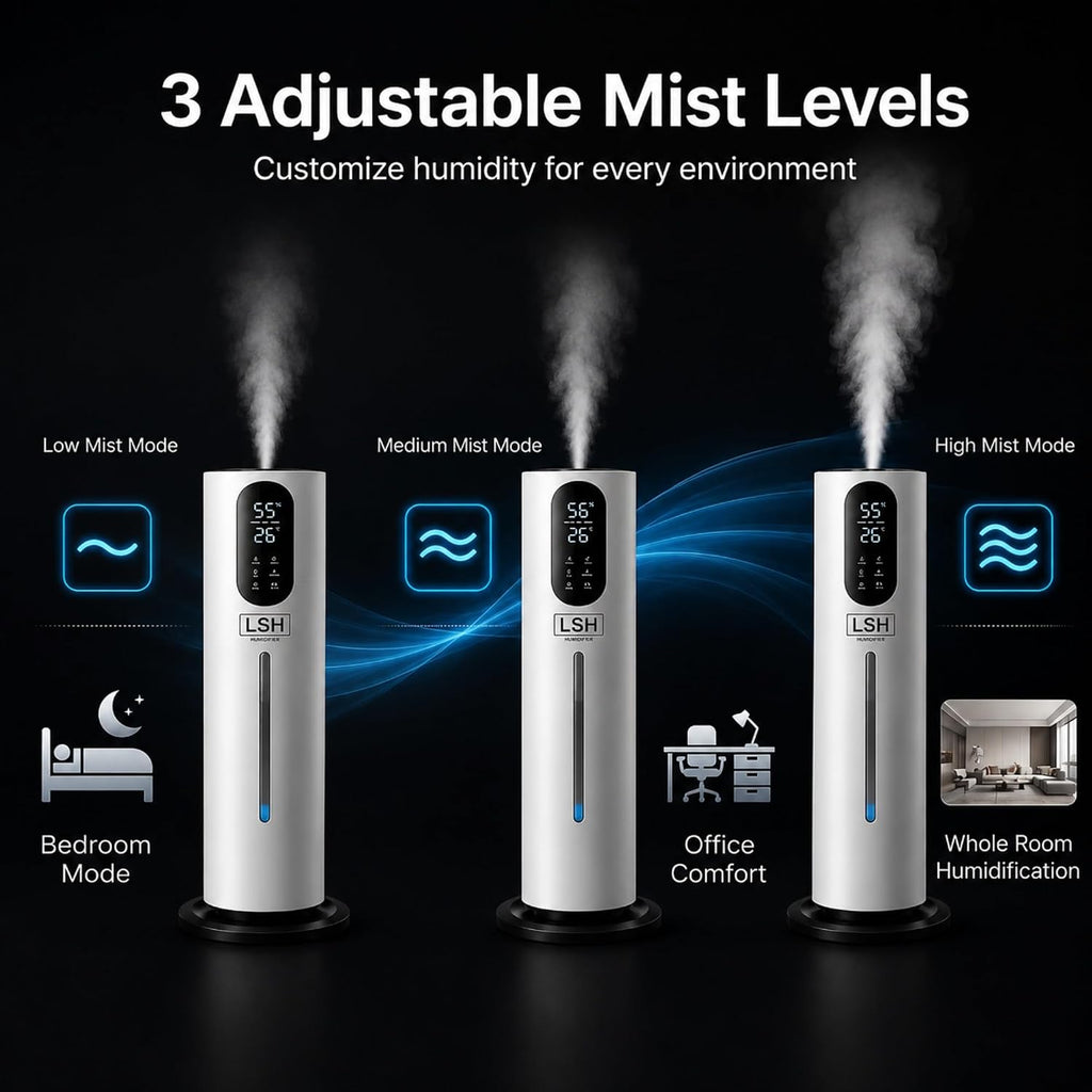 Air Humidifier 7.5L Large Capacity, Top Fill, Touch Screen & Remote Control, Quiet Ultrasonic Cool Mist for Bedroom