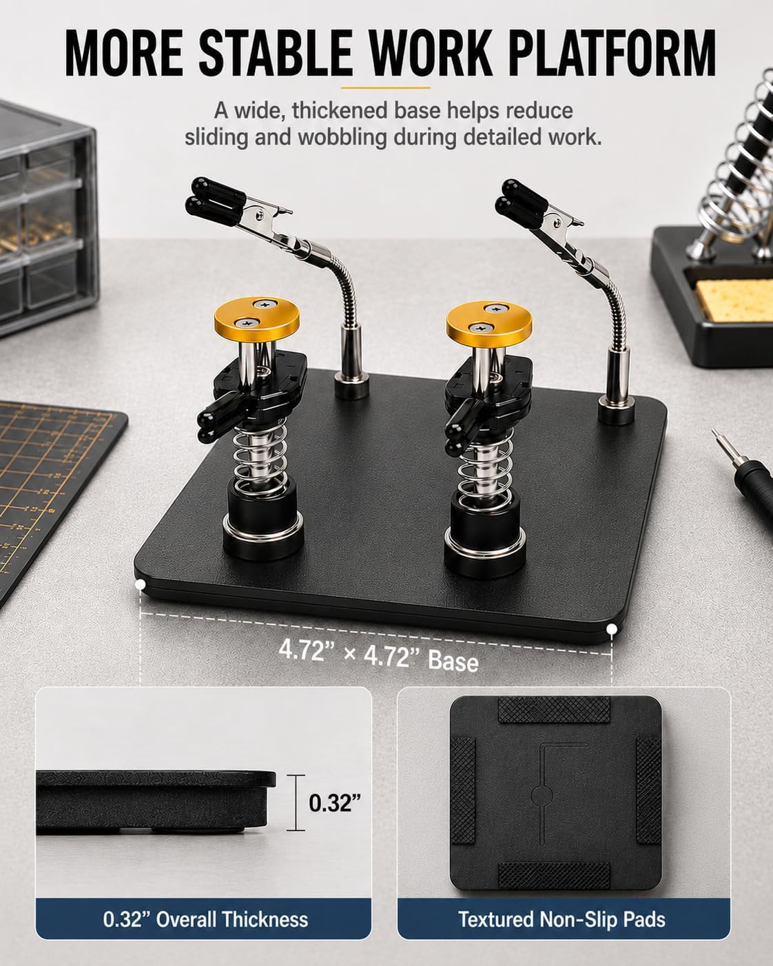 Helping Hands Soldering Station, Adjustable 4-Clamp Holder for PCB Repair