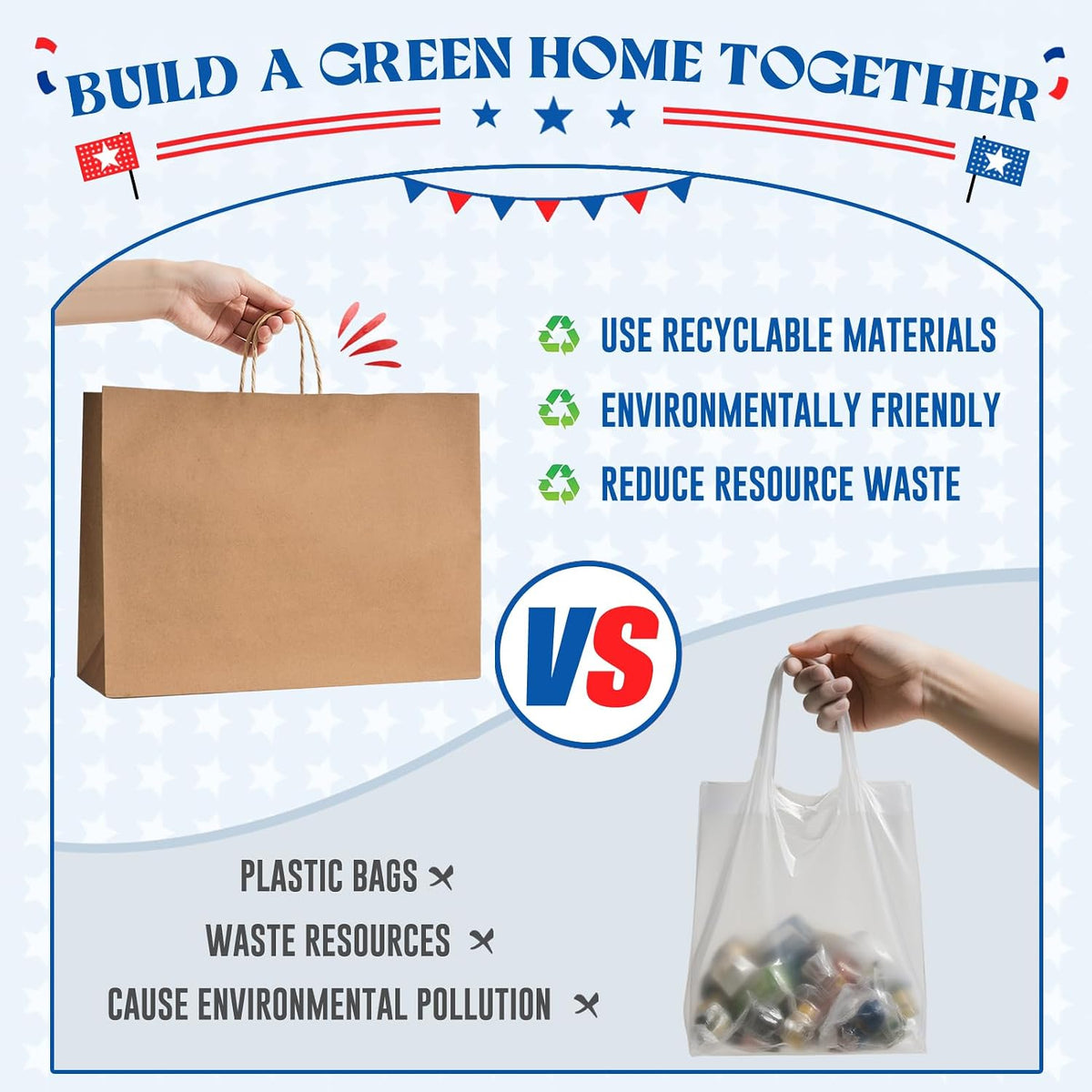 25 Pack Large Brown Paper Bags with Handles, 16x6x12 Inch