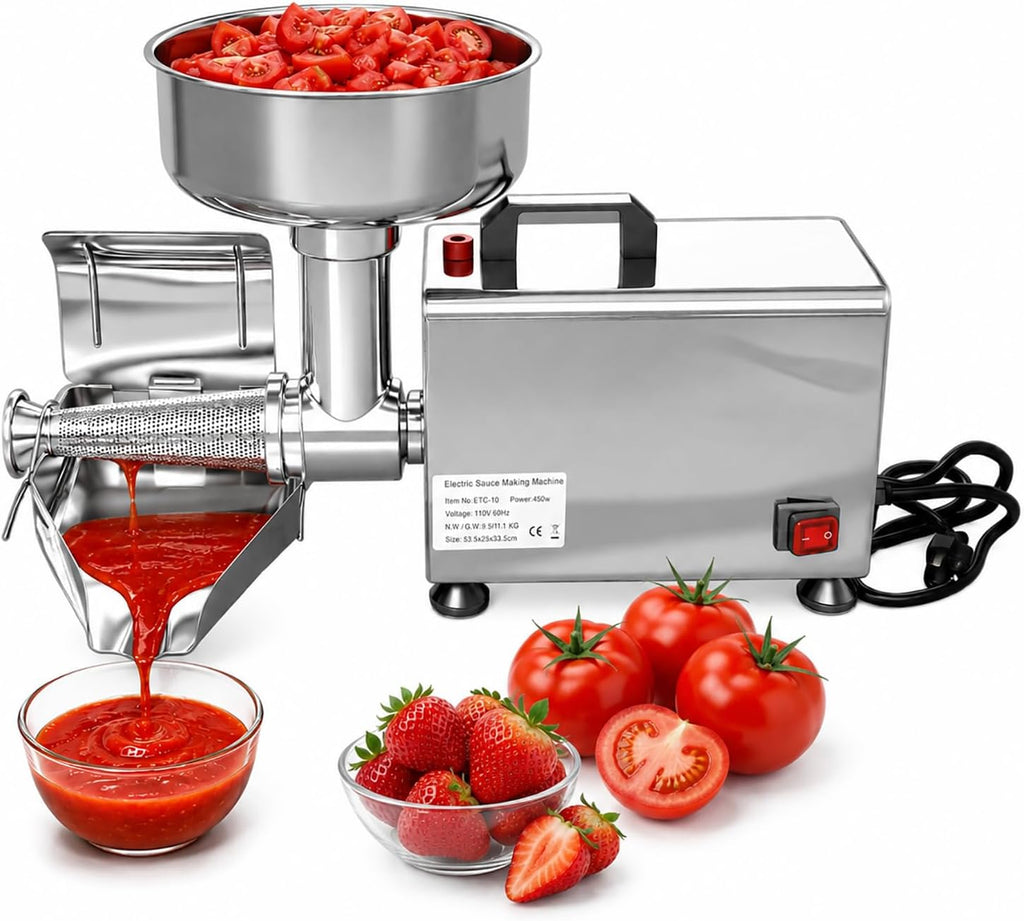 450W Stainless Steel Electric Jam Maker, Commercial Tomato Milling Machine Food Strainer Sauce Squeezer for Soft