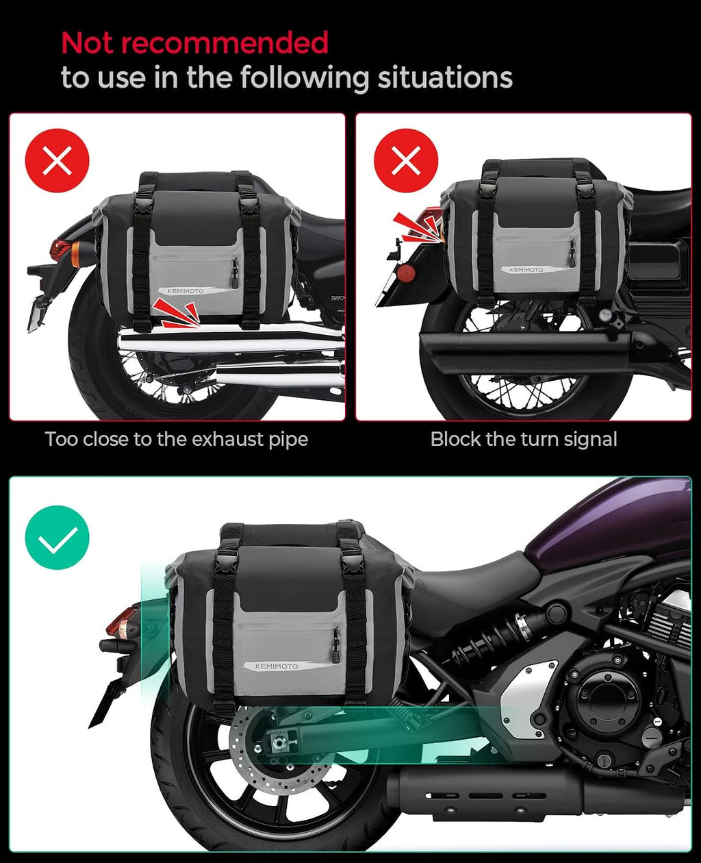 Waterproof Motorcycle Saddlebags 50L(25Lx2) Large Luggage Side Bag | Adventure Dual Sport Bike Side Saddle Bags for