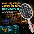 Electric Fly Swatter, Bug Zapper Companion, Mosquito Killer Racket | Gold Zone Voltage, 3mm Mesh, Apple-Like Weight
