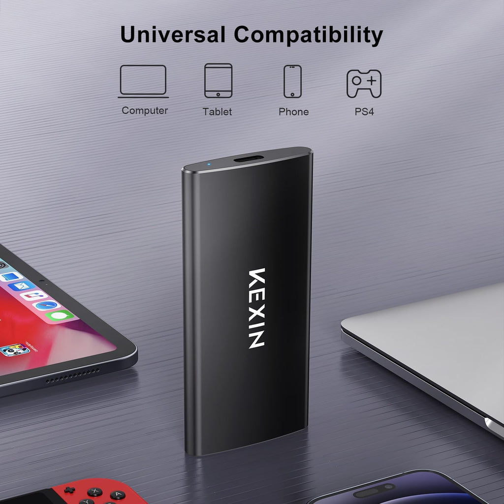 External SSD 1TB External Hard Drive USB C Portable SSD, Up to 500MB/s, USB 3.1 External Solid State Drive 1T for PC