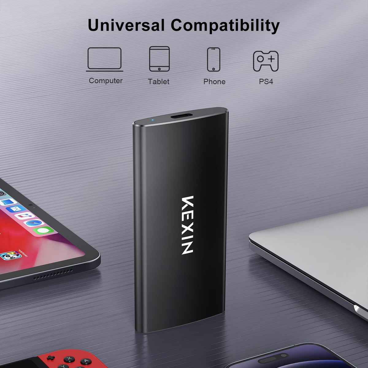 External SSD 1TB External Hard Drive USB C Portable SSD, Up to 500MB/s, USB 3.1 External Solid State Drive 1T for PC