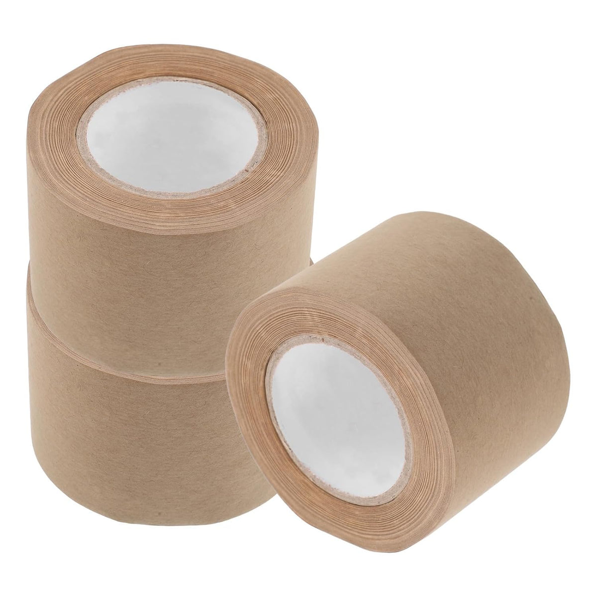 3 Rolls Water Activated Adhesive Kraft Paper Tape, 6cm Brown