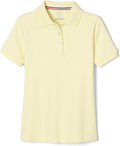 Girls' Picot Collar Polo Short Sleeve Shirt (Kids Standard & Plus Size), Yellow, 10-12 Plus