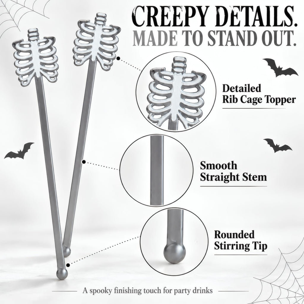 Halloween Skeleton Drink Stirrers, 36 Pack, 7-Inch Cocktail Sticks