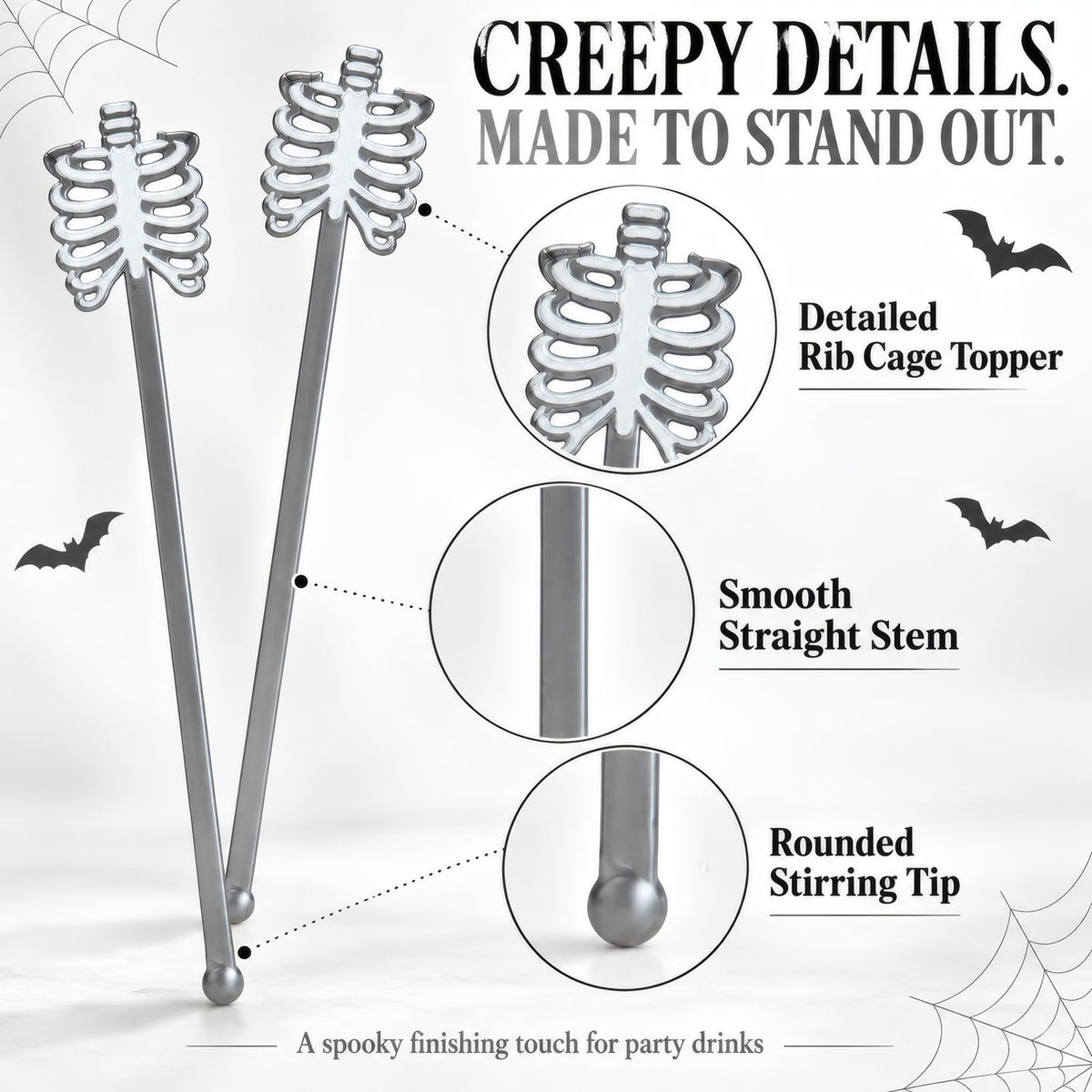 Halloween Skeleton Drink Stirrers, 36 Pack, 7-Inch Cocktail Sticks