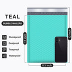 Bubble Mailers 8.5x12" 25 Pack Usable Size 8.5x11" Teal Shipping Bag