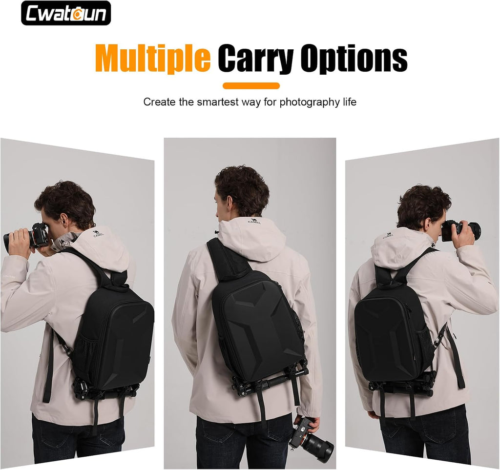 Camera Backpack Hardshell for Photography, 2 in1 Shockproof Camera Sling Bag, Waterproof Camera Case Crossbody with