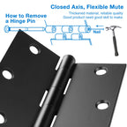 18 Pack Matte Black Door Hinges 3.5 x 3.5 Inch with Square Corners