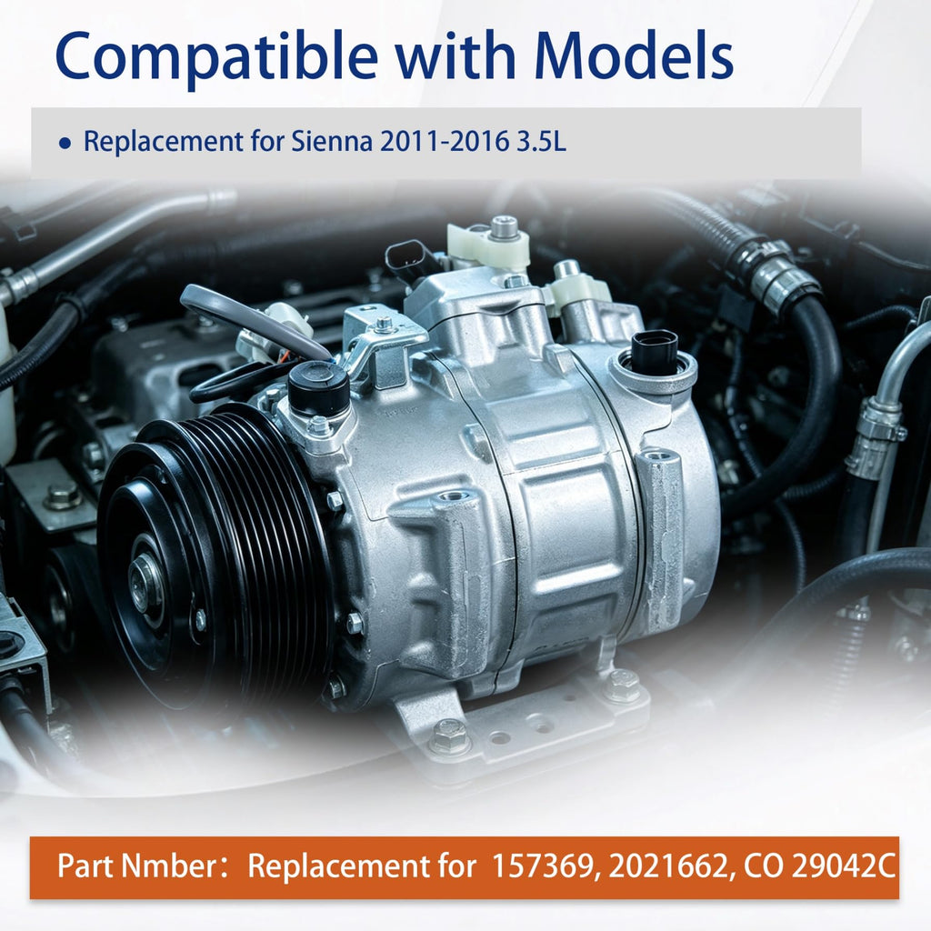A/C Compressor Replacement for Sienna 3.5L 2011 2012 2013 2014 2015 2016