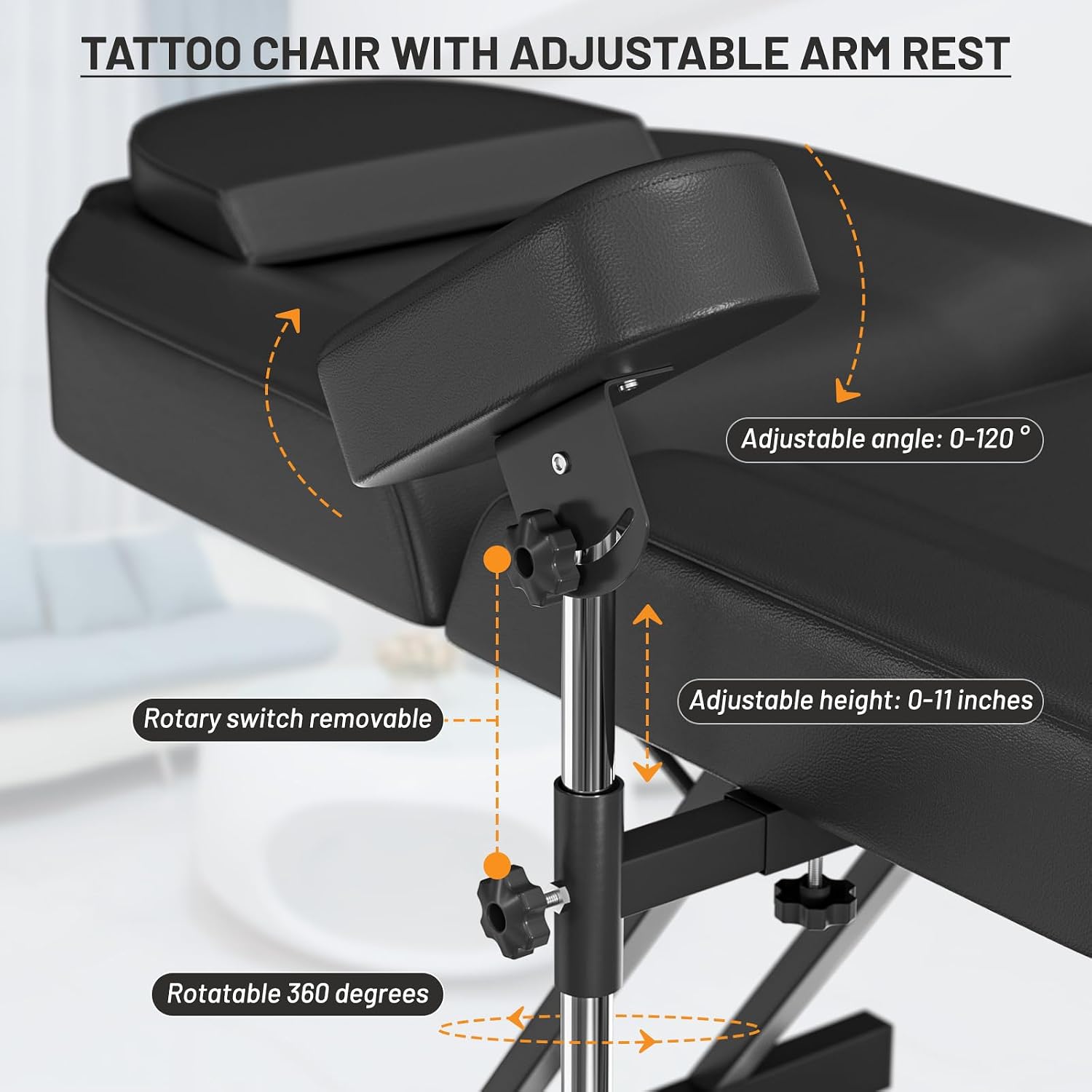 Tattoo Chair for Client Adjustable Tattooing Bed with Stool