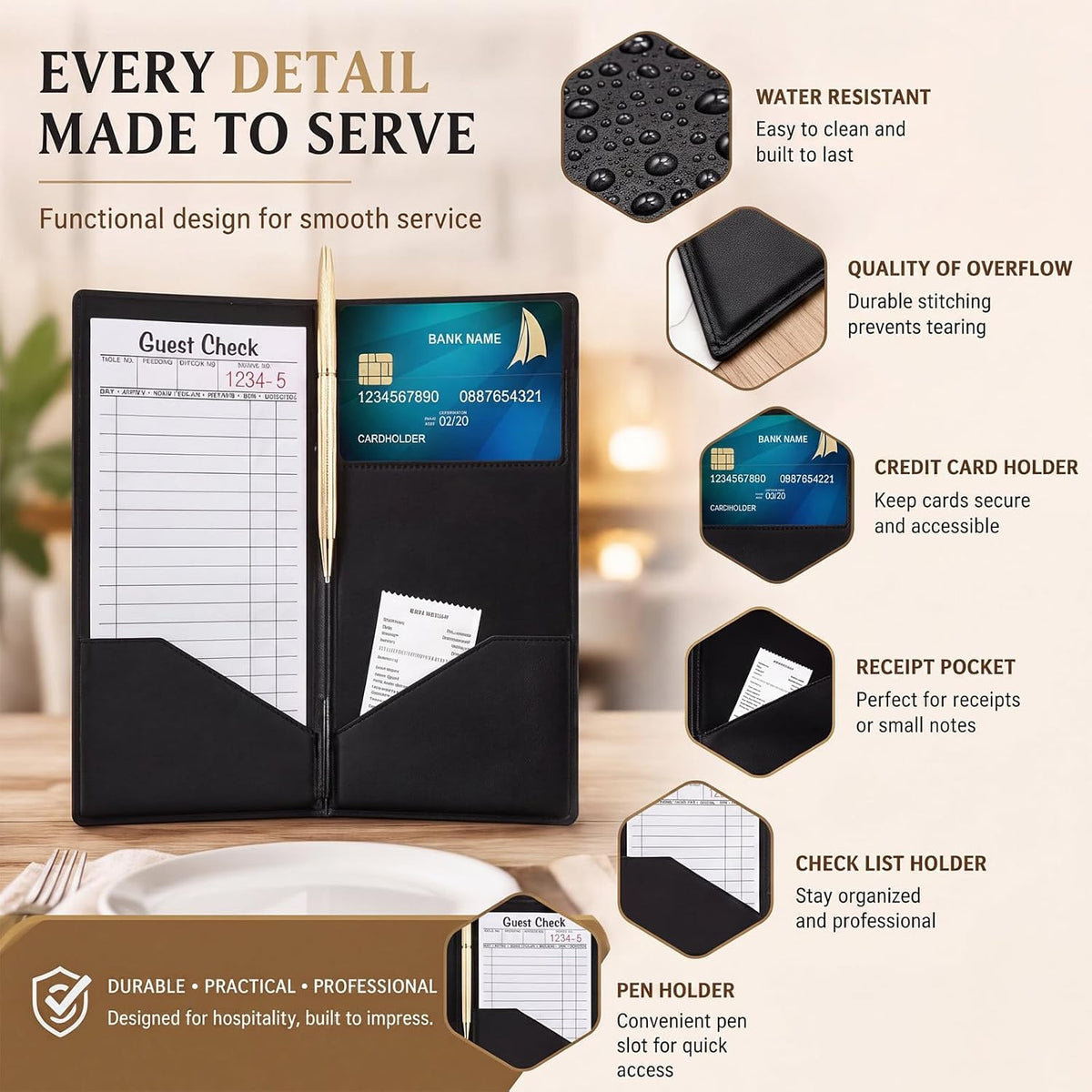 60 Pcs Check Presenters for Restaurants, Guest Bill Card Holders Restaurant Check Presenters Restaurant Tip Holders