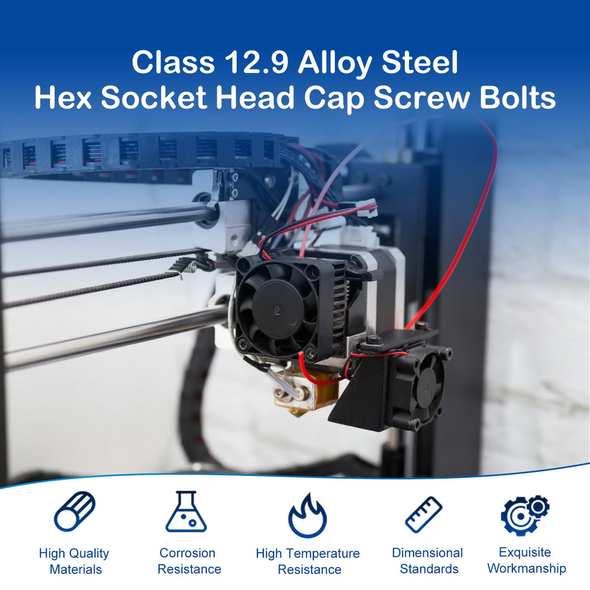 200Pcs M3 x 8mm Hex Socket Head Cap Screws, 12.9 Grade Alloy Steel