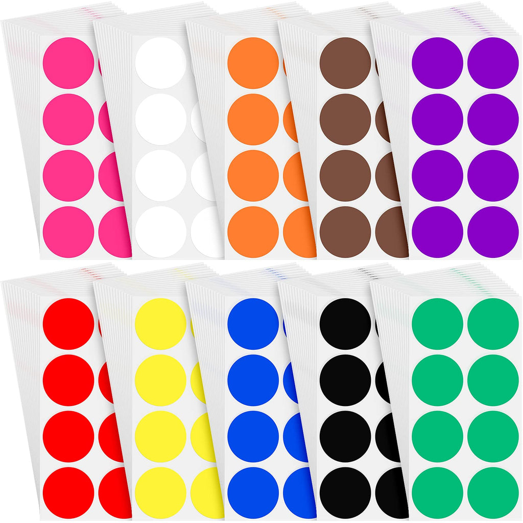 400 Pieces 2 Inch Colored Dot Stickers 10 Color Printable & Writable