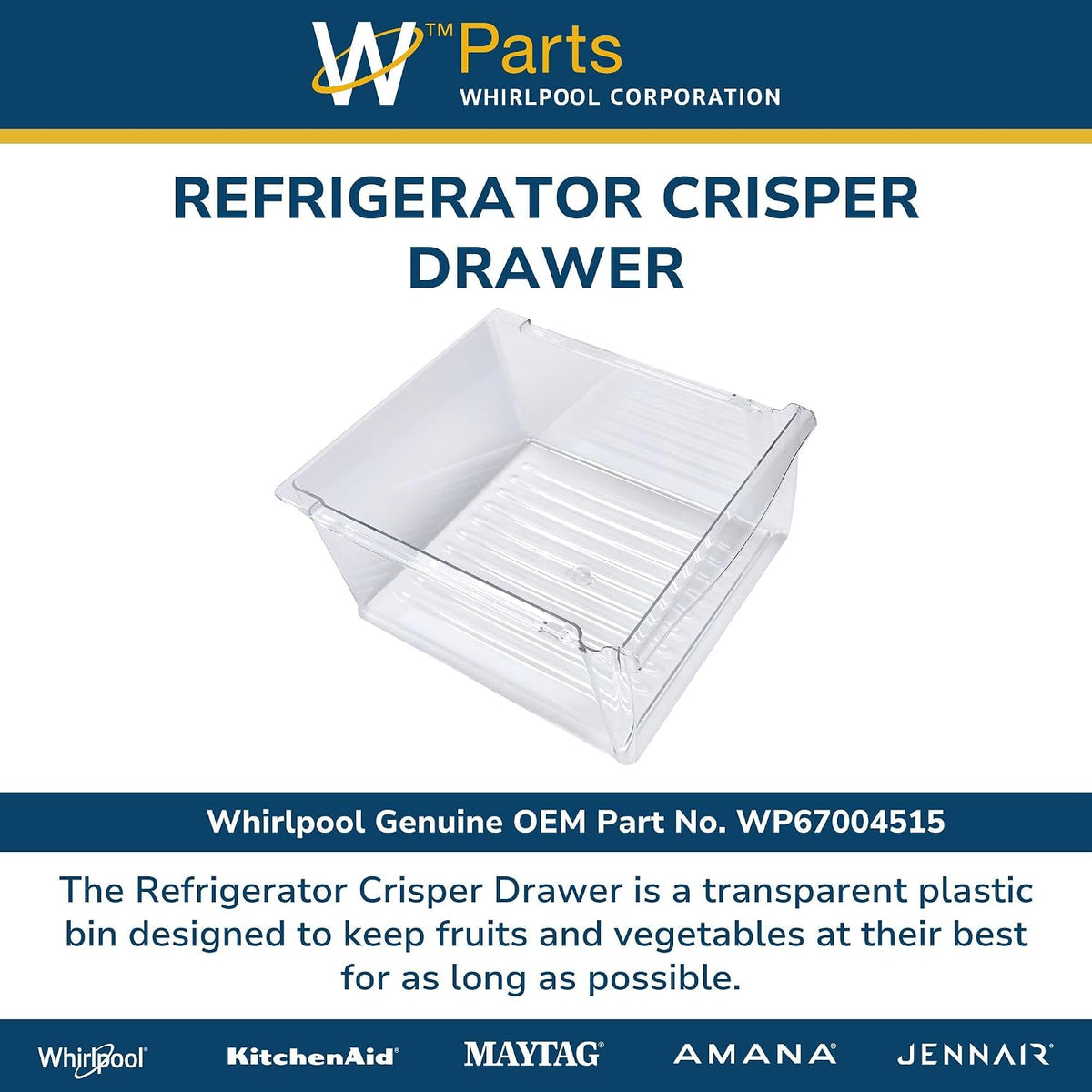 Whirlpool WP67004515 Genuine OEM Refrigerator Crisper Drawer Replacement Part