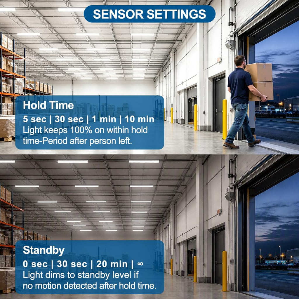 4FT LED Linear Light Fixture with Motion Sensor 1Pack, 40W/32W/24W