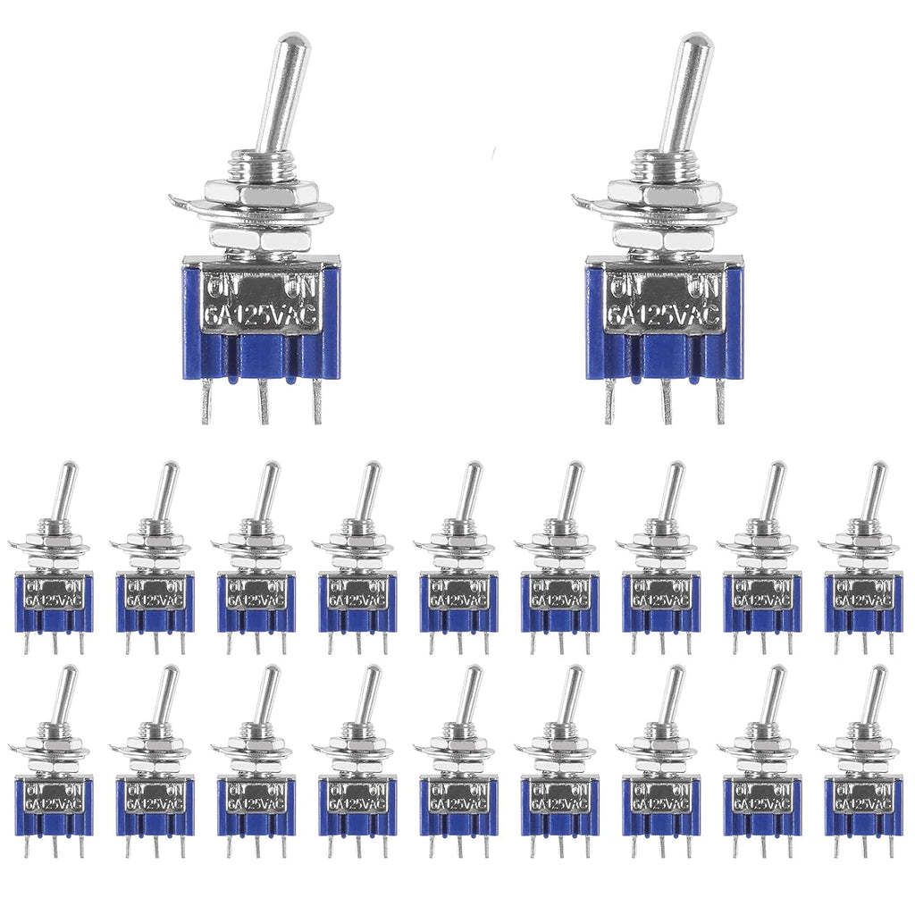 20pcs Micro Toggle Switch 3 Pin SPDT Touch 2 Position ON/ON Mini Miniature Toggle Switch AC 125V/6A