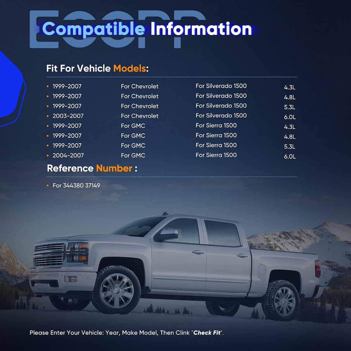 Front Shocks Absorbers, ECCPP Auto Shocks for Chevy Silverado 1500 1999-07