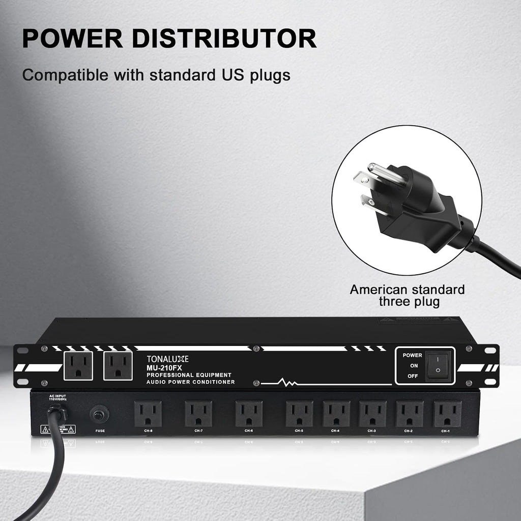 Power Conditioner for Audio Equipment, 10 Outlets 30A Rack Mount Audio Digital Pro Power Supply Controller Regulator
