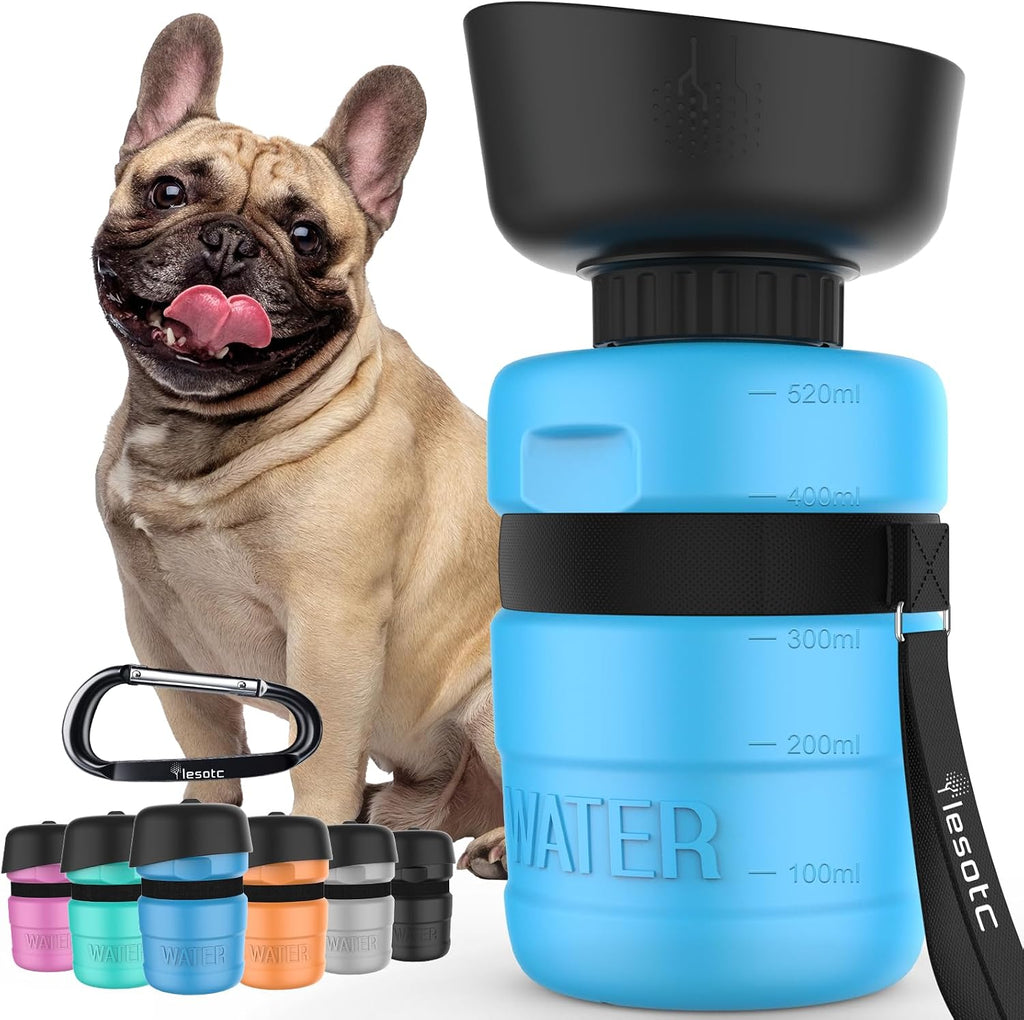 Dog Water Bottle, Portable Water Dispenser with Bowl, Leak Proof Pet Travel Squeeze Bottle, Puppy Essentials Dog