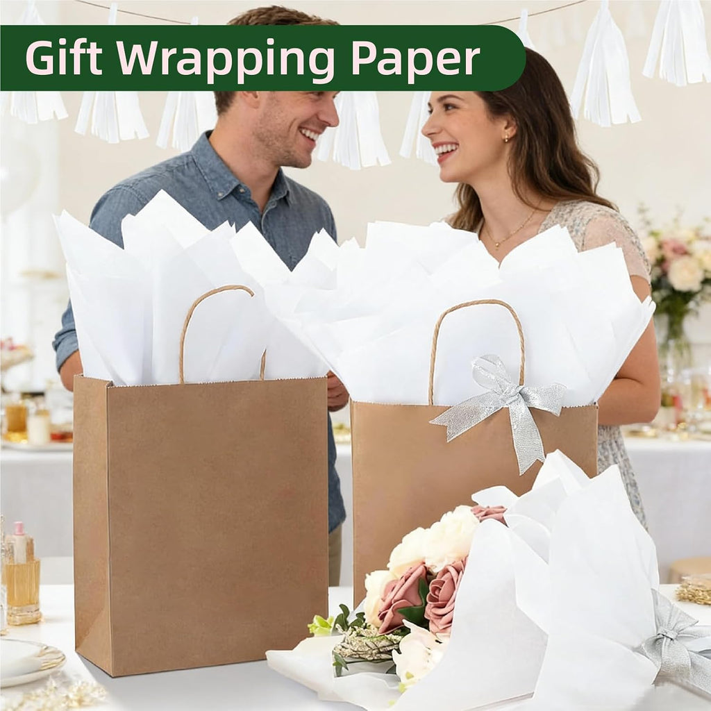200 Sheets White Tissue Paper Bulk for Gift Wrapping & Bags