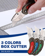WORKPRO Folding Utility Knife Set, 3-Piece Colorful Box Cutters