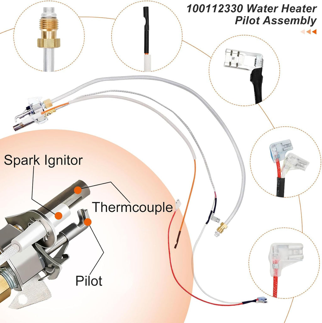 Upgrade 100112330 Water Heater Pilot Assembly, Replace 9007876 Thermopile