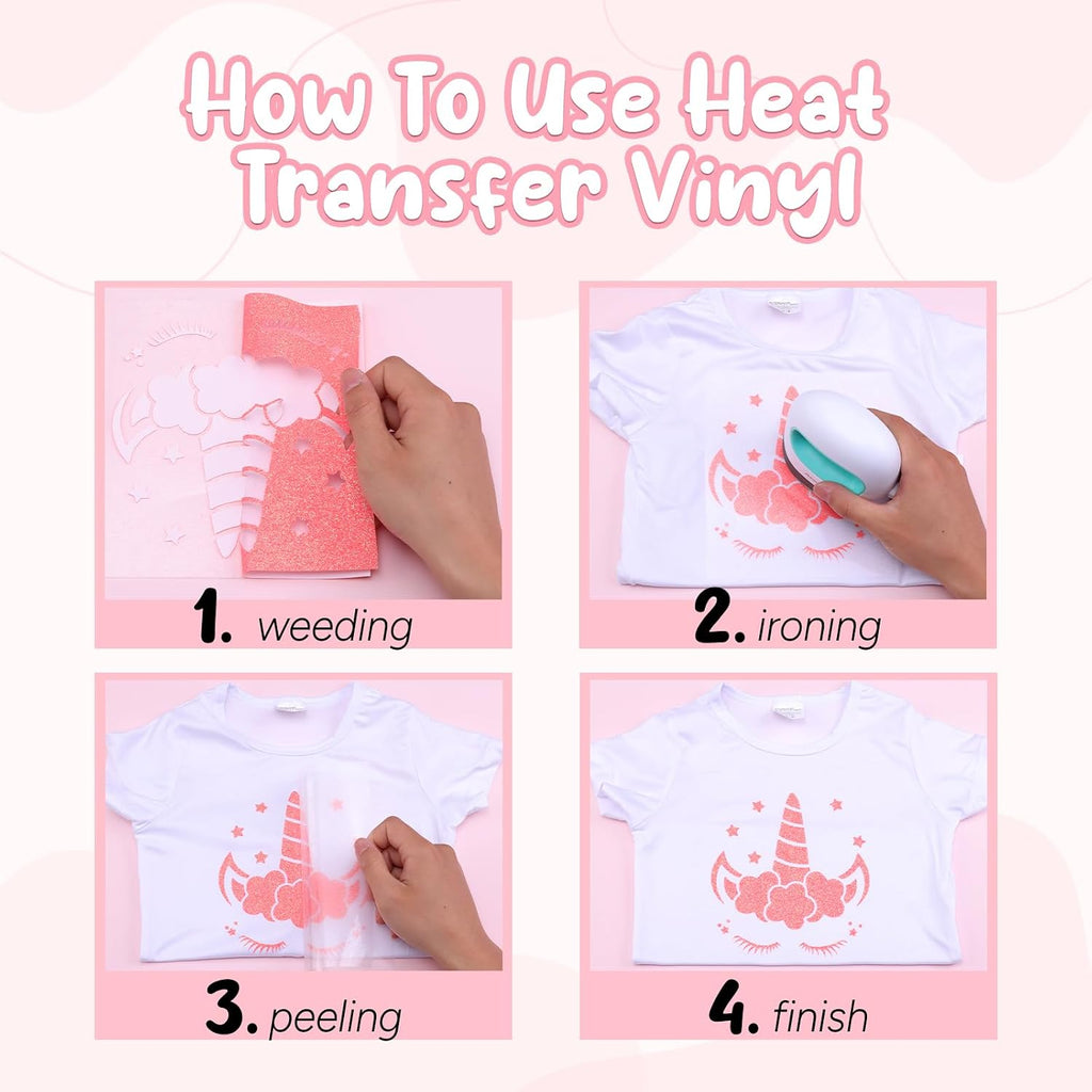 Glitter HTV Heat Transfer Vinyl 28 Sheets 12×10in Iron on Vinyl | Blue/Silver/Gold,Glitter Patterns,Wash No Fade,Easy
