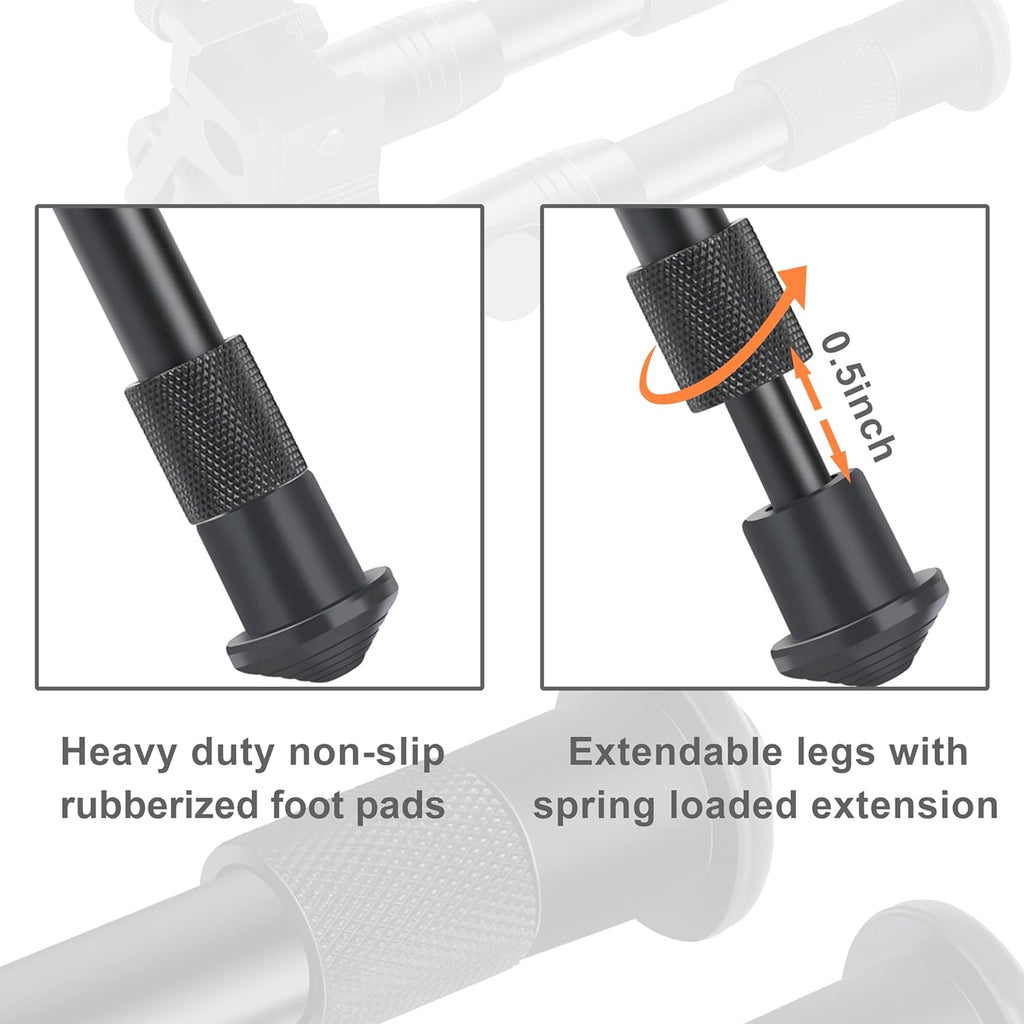 3 in 1 Tactical Riflebipod + Rail Mount Adapter + Barrel Clamp Adjustable Height from 6.5" to 7.0" for Hunting | with