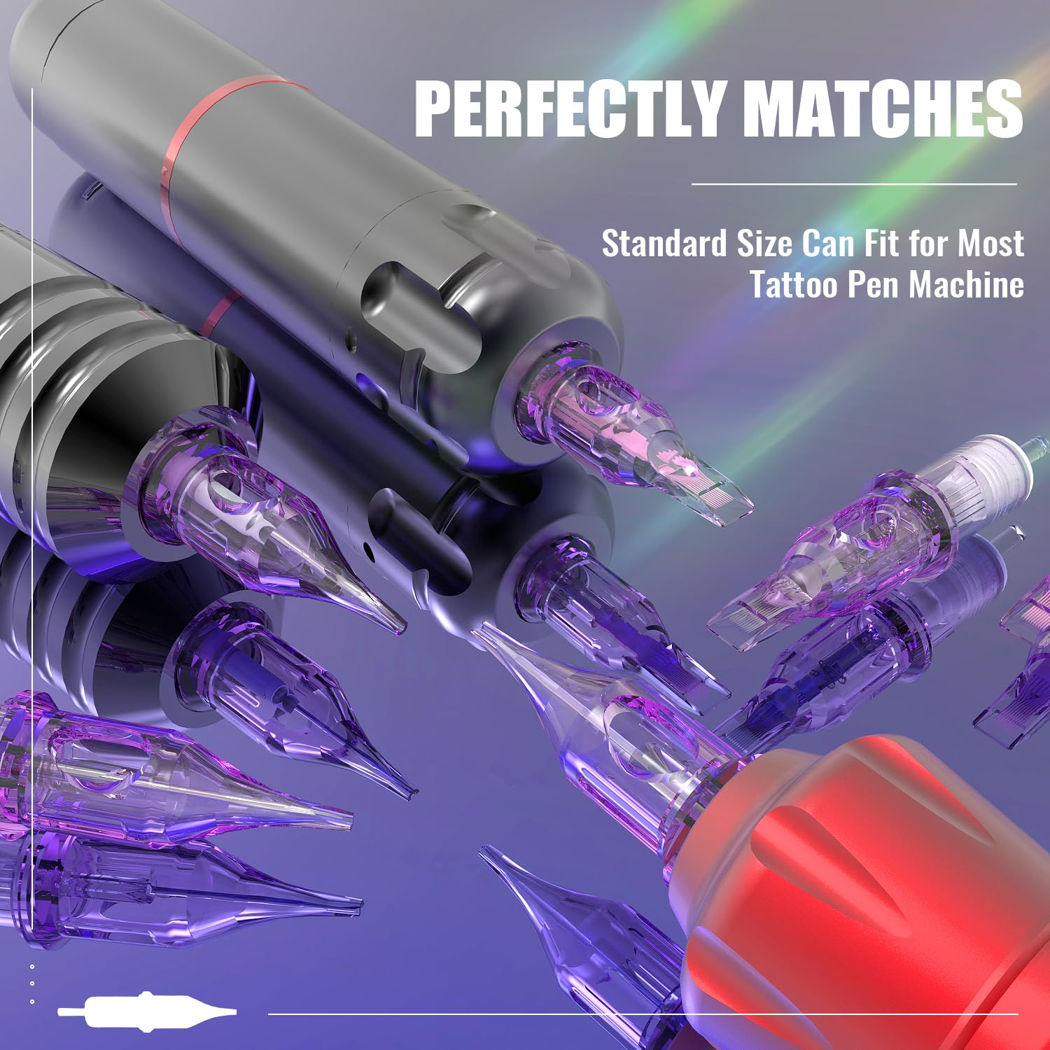 Tattoo Cartridge Needles 20Pcs Assorted Mixed Sizes Round Liner Shader Magnum - 5 Pcs each of Standard 3RL 5RL 7RM