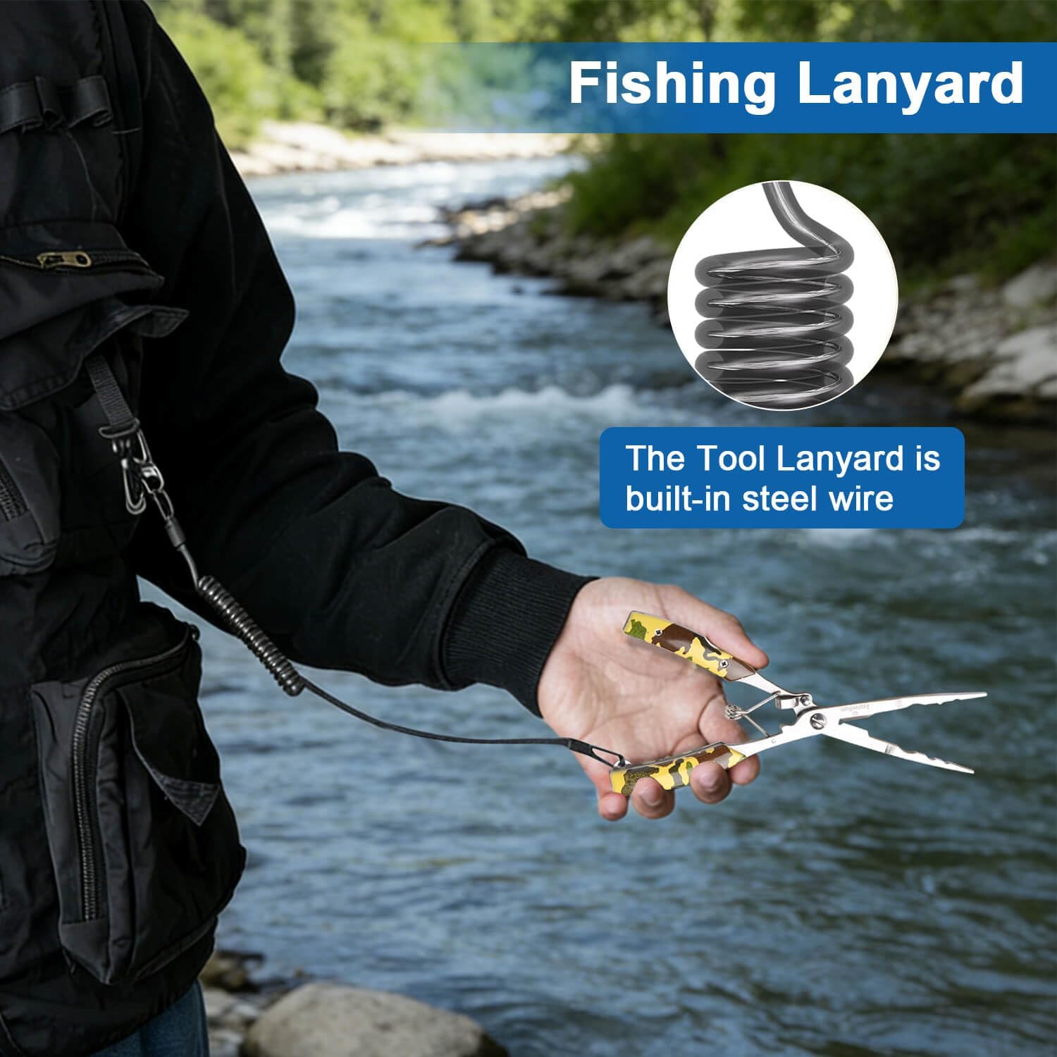Needle Nose Fishing Pliers - Stainless Steel Hook Remover | Features long nose design, braid line cutter, and split